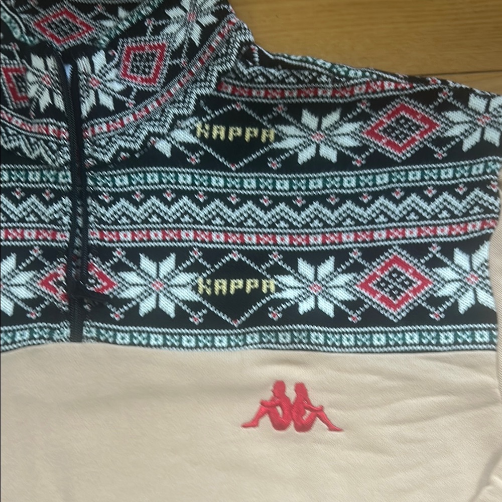 Kappa Tan and Black Zip Up Sweater with Knit Stand-Up Collar Extra Large - Picture 2 of 11